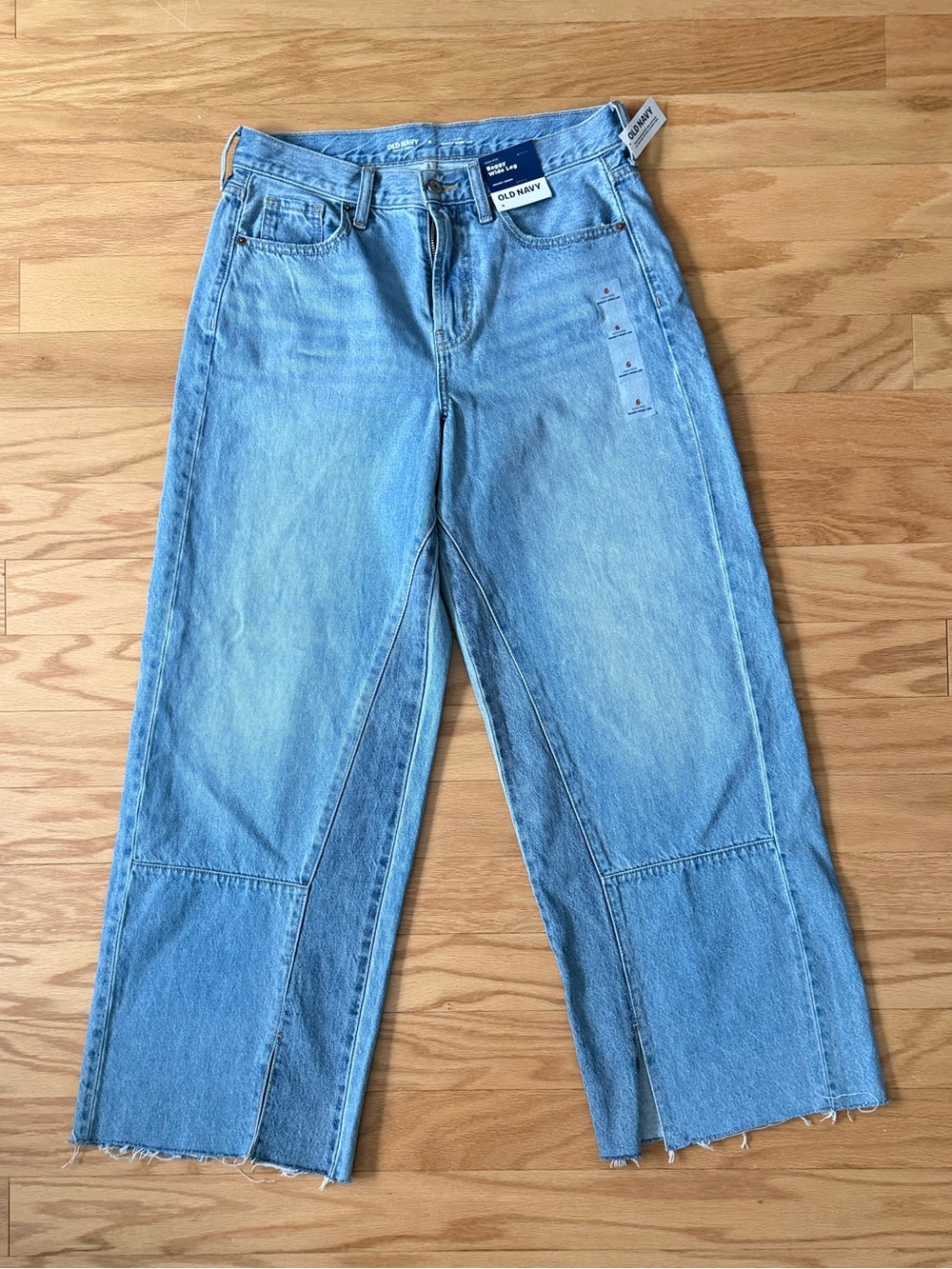 Old Navy Light Blue Wide-Leg Jeans with Raw Hem